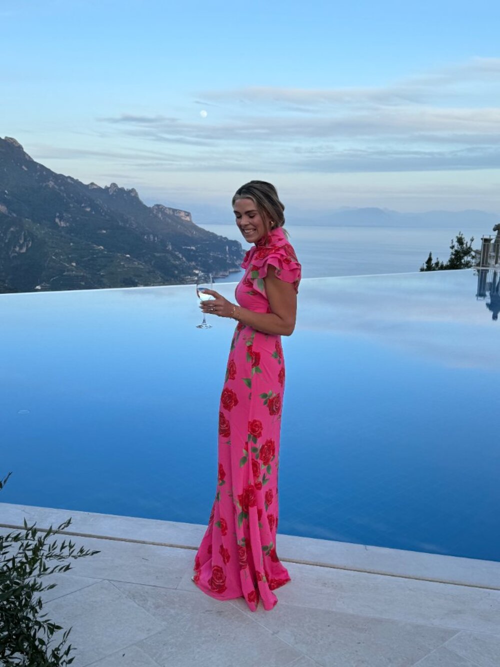 SAU LEE Sylvie Rosa Dress In Pink Rose Print - size 6